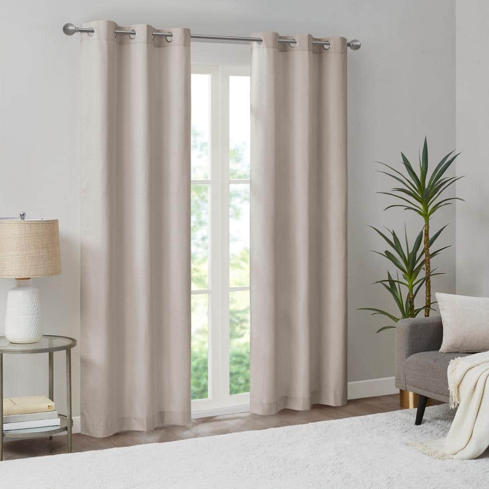 Taupe Basketweave Blackout Outdoor Curtain Panel Pair
