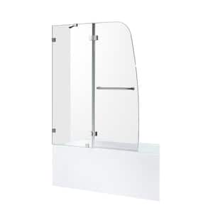 5 ft. Left Drain Tub in White with 48 in. x 58 in. Frameless Hinged Tub Door with Chrome Hardware