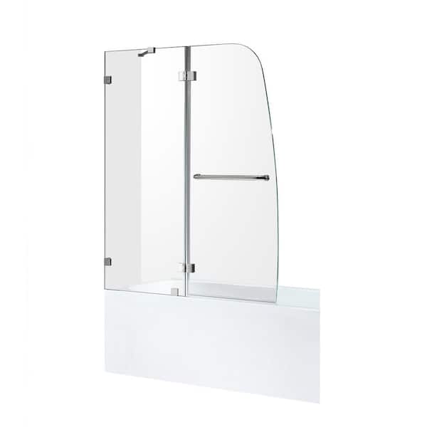 ANZZI 60 in. L x 32 in. W x 79 in. H Left Drain White Rectangular Tub with Frameless Hinged Tub Door in Polished Chrome Finish