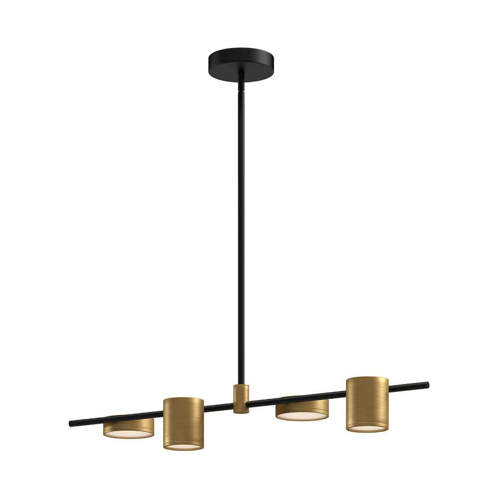 KUZCO Jayden 40 in. 1 Light 28-Watt Black/Brushed Gold Integrated LED ...