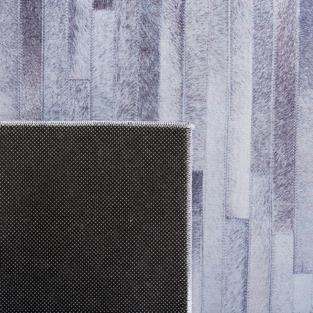 Gray Faux Fur Rectangular Washable Area Rug 4' x 6'