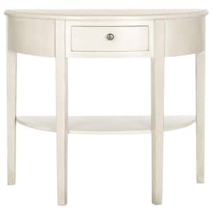 Abram 34 in. White Birch Standard Half Moon Wood Console Table with 1-Drawer