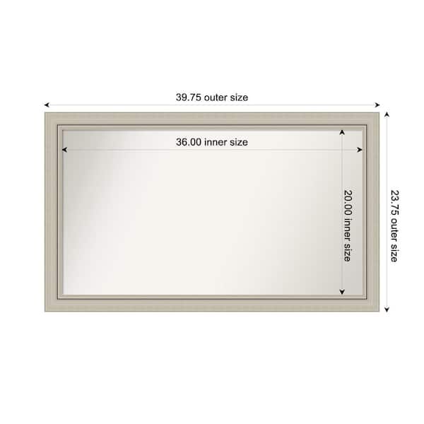 Amanti Art Romano Silver Narrow 39.75 in. x 23.75 in. Custom Non-Beveled Wood Framed Bathroom Vanity Wall Mirror