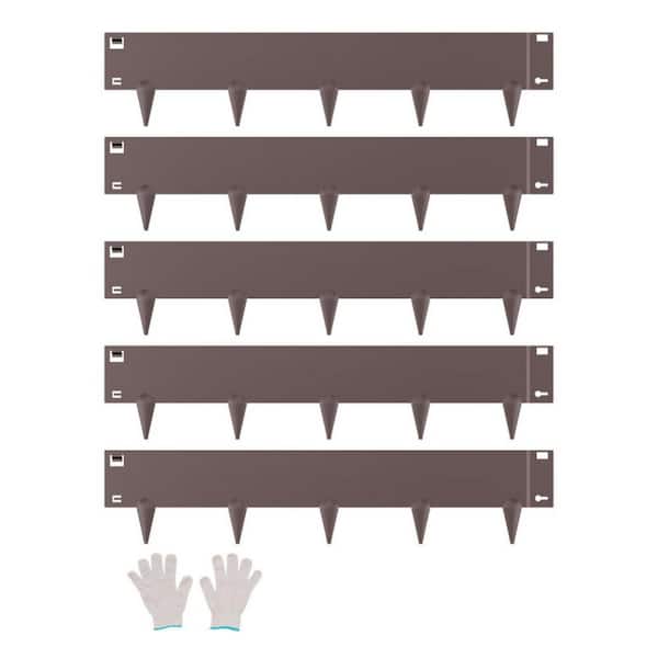 5-Pack 39 in. x 5 in. x 0.06 in. Brown Steel Landscape Edging, Rust-Resistant Lawn Edge for Garden Yard