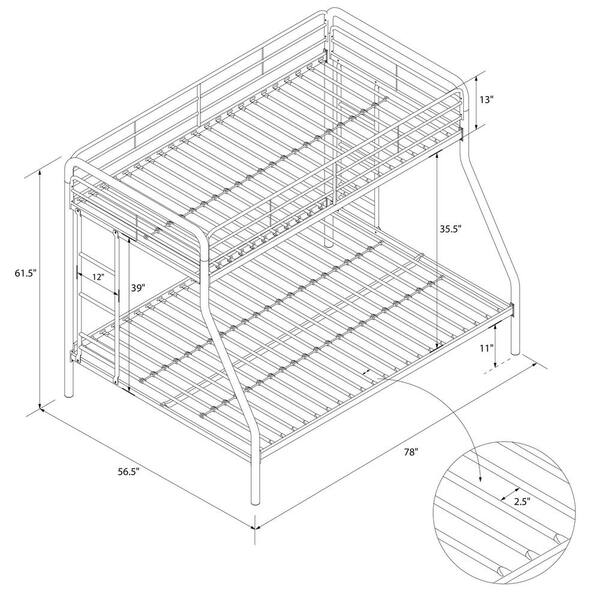 DHP Cindy Black Twin over Full Metal Bunk Bed DE94194 - The