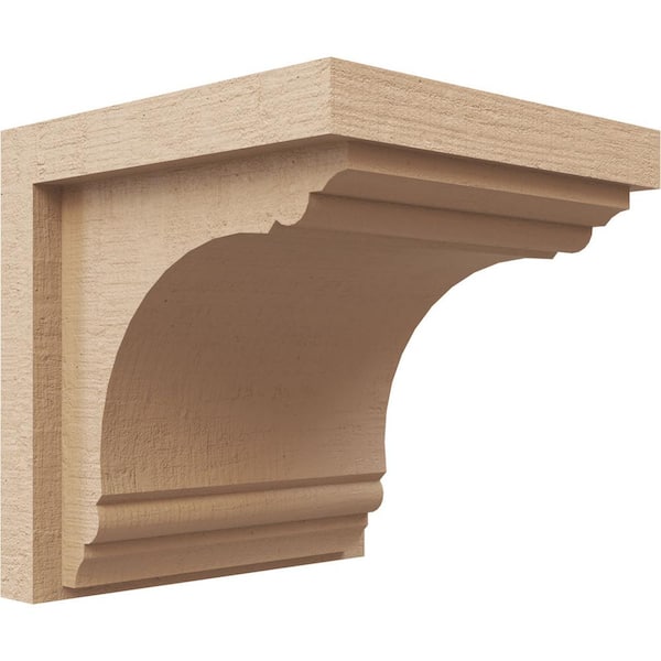 Ekena Millwork 7 in. x 7 in. x 7 in. Wide Warren Rough Cedar Woodgrain TimberThane Corbel, Primed Tan