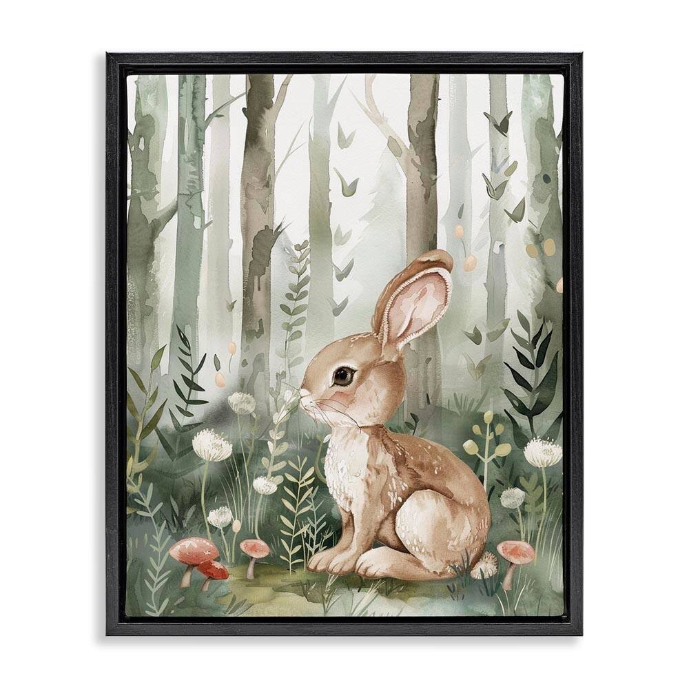 Soft Woodland Bunny by LSR Design Studio Black Floater Frame Nature Graphic Art Print 21 in. x 17 in. price history on PriceWatchPro