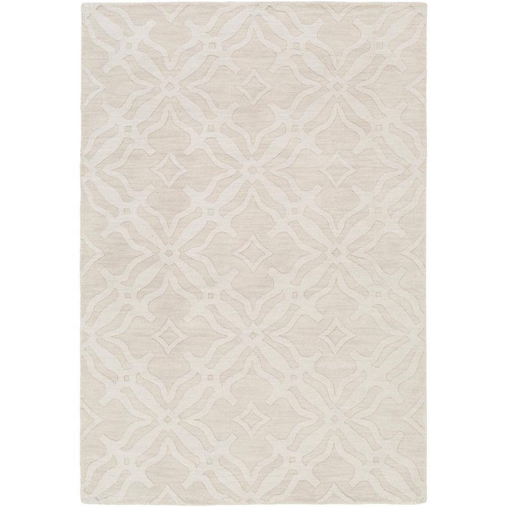 Ivory Wool Tufted Handmade Medallion Rectangular Rug 5' x 7'