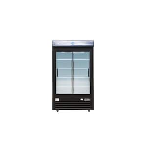 53 in. 48 cu. Ft. Commercial Upright Merchandiser Refrigerator in Black with 2 Tempered Sliding Glass Door