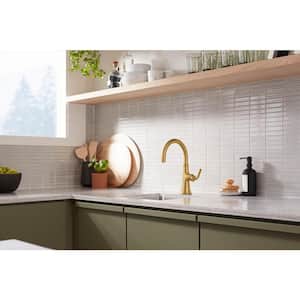 Tone Single Handle Pull Down Sprayer Kitchen Faucet in Vibrant Brushed Moderne Brass