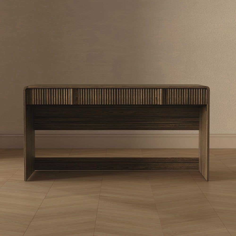 Novara 60 in. Rectangular Jacobean Walnut 2-Drawer Writing Desk