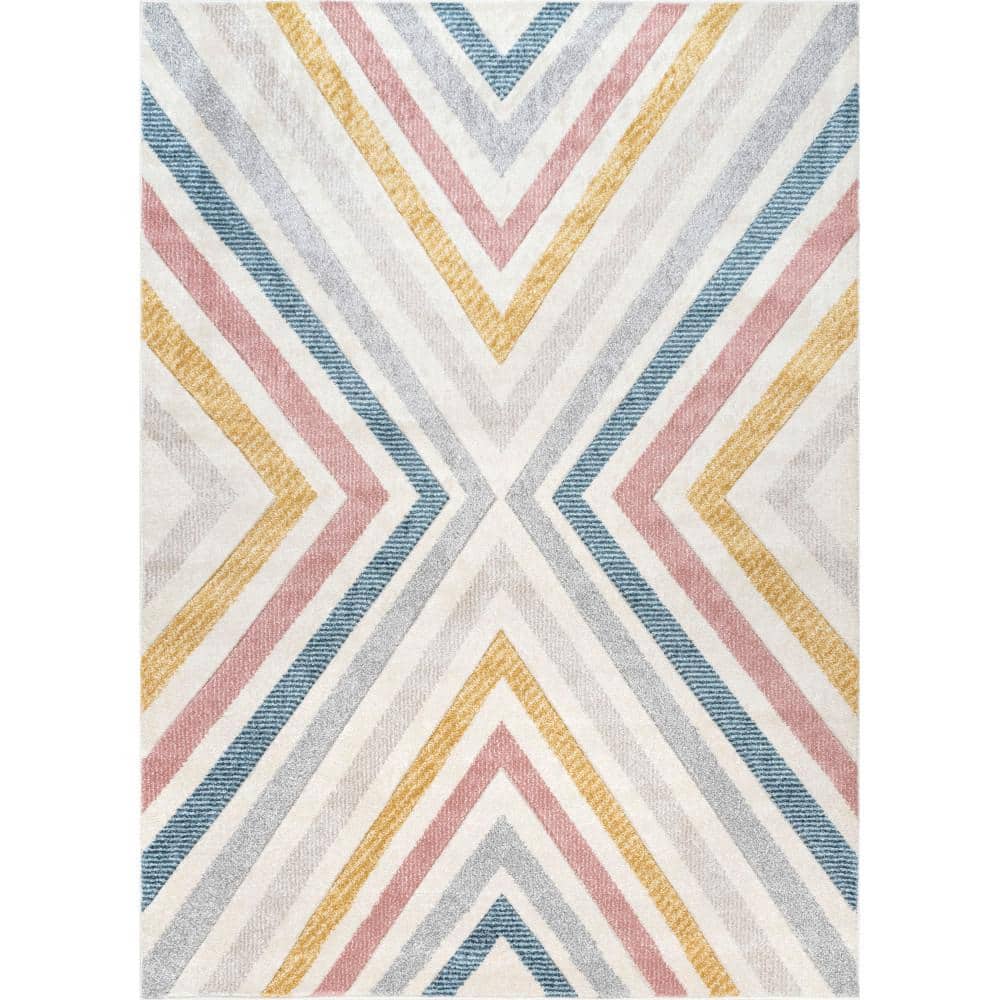 Neveah Contemporary Chevron Beige Doormat Doormat 3 ft. 3 in. x 5 ft. Accent Rug price history on PriceWatchPro