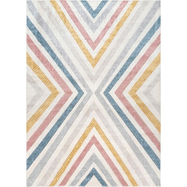 nuLOOM Neveah Contemporary Chevron Beige Doormat Doormat 3 ft. 3 in. x 5 ft. Accent Rug