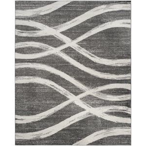 Adirondack Charcoal/Ivory 8 ft. x 10 ft. Striped Area Rug