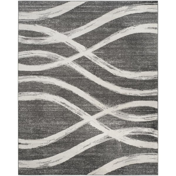 SAFAVIEH Adirondack Charcoal/Ivory 8 ft. x 10 ft. Striped Area Rug