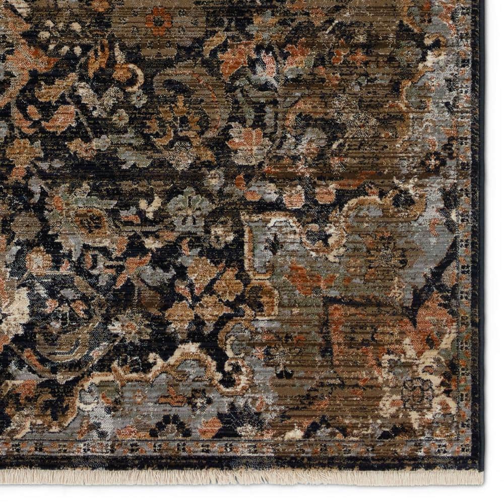 Amena Black and Dark Taupe 10' x 14' Synthetic Medallion Area Rug