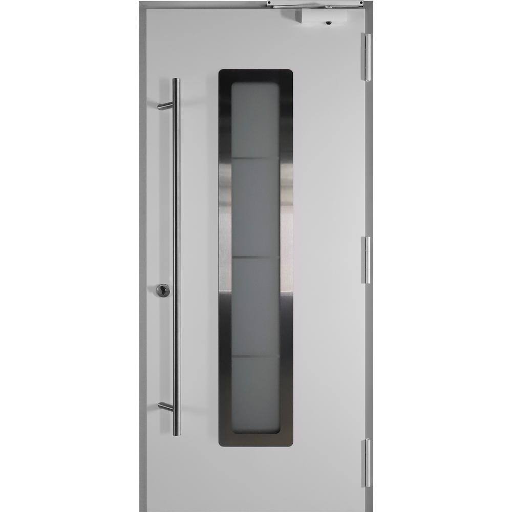 Argos Anthracite Zinc-Galvanized Steel Screen Door with Frosted Glass