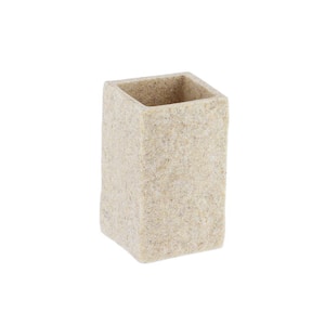 Stone Effect Freestanding Bath Tumbler Cup / Toothbrush Holder Natural