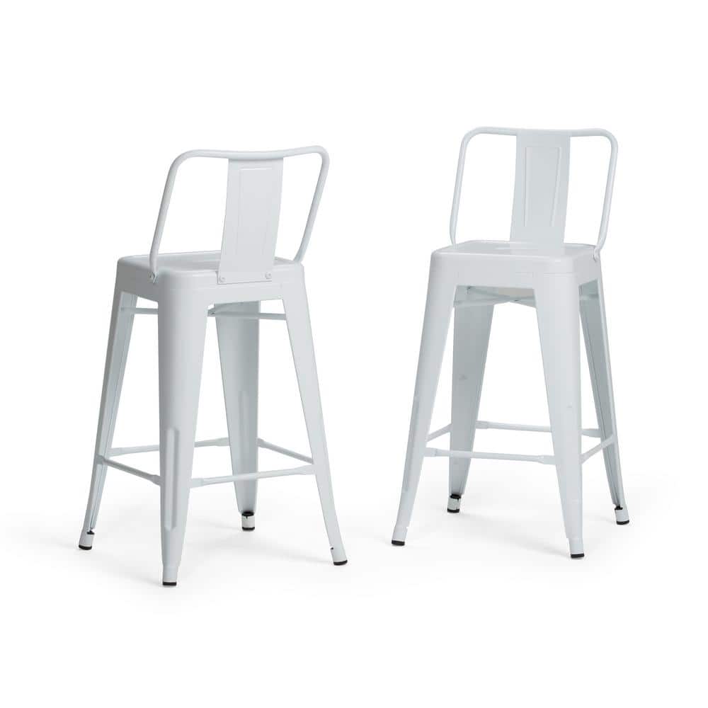 Rayne 24" White Industrial Metal Counter Stool Set