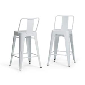 Rayne 24 in. White Industrial Metal Counter Height Stool (Set of 2)
