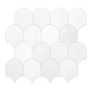 Fish Scales White 11.4 in. x 10.9 in. Peel and Stick Backsplash Stone Composite Wall Tile (8.62 sq. ft./10-Sheet)