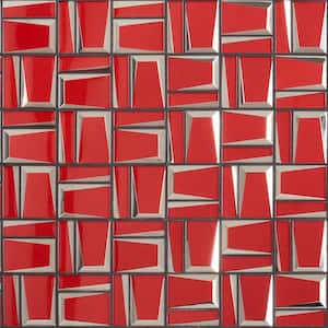 Aiga French Red 11.81 in. x 11.81 in. Polished Glass Wall Tile (0.96 Sq. Ft./Each)