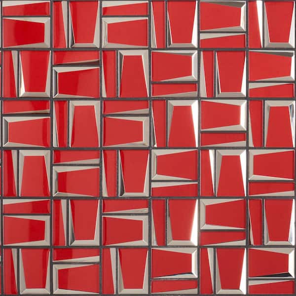Ivy Hill Tile Aiga French Red 11.81 in. x 11.81 in. Polished Glass Wall Tile (0.96 Sq. Ft./Each)