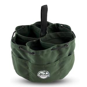 10 in. 18-Pockets Grab Tool Bag with Drawstring Closure in Hunter Green Canvas