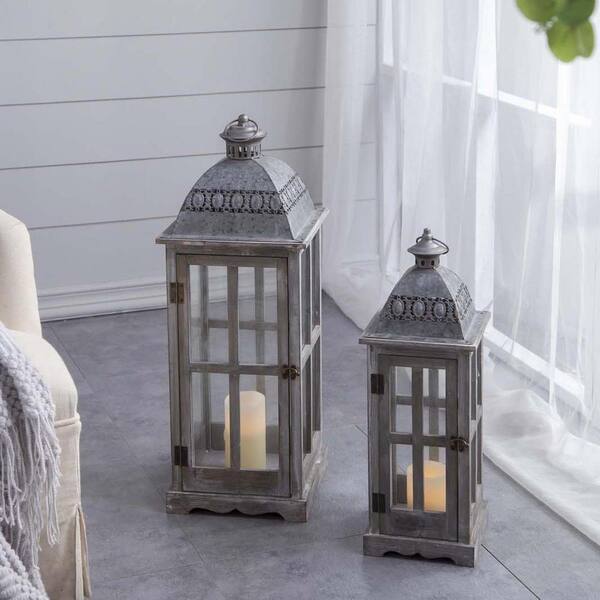 Deepdale Forest Scene cheapest Grey and Silver Metal Hanging Candle Lantern - Large living room decor family gift