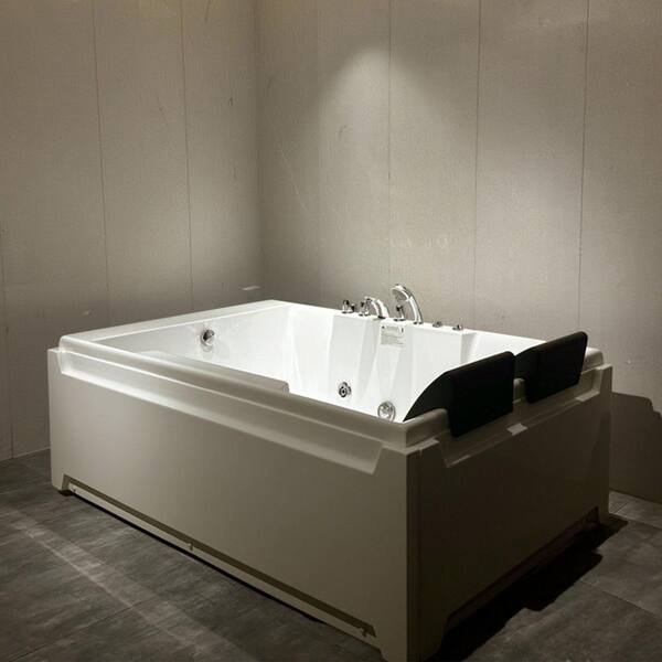 73 in. x 48 in. 2-Person Acrylic Whirlpool Bathtub with 8 Jets, Chromatherapy, Left Drain in White