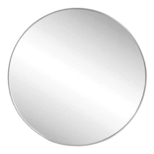 Eclipse 28 in. W x 28 in. H Medium Circle Aluminum Alloy Framed Wall Mounted Mirror, Nickel
