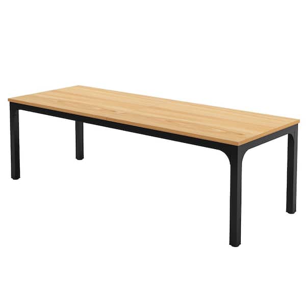 Moronia 78.7 in. Rectangular Light Walnut and Black Wood 2 Person Computer Desk with Adjustable Foot Pads Home Office