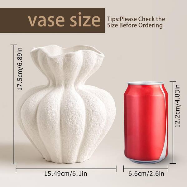 6.9 in. Modern Boho White Ceramic Cylinder Decorative Vase LX0724