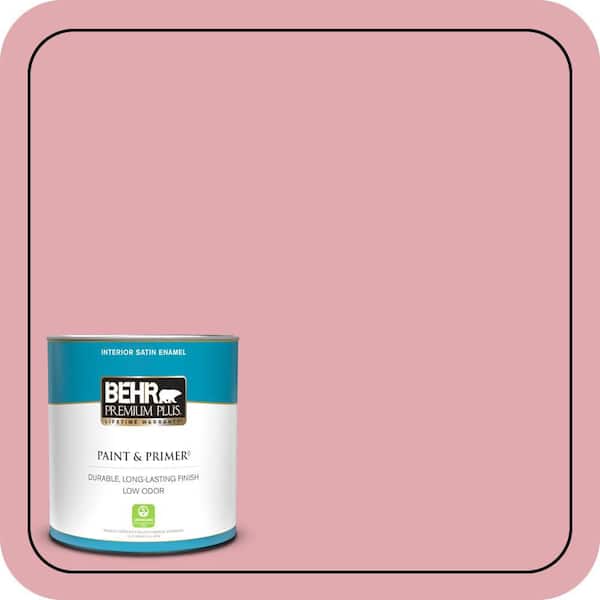 BEHR PREMIUM PLUS 1 qt. #130C-3 Raspberry Lemonade Satin Enamel Low Odor Interior Paint & Primer