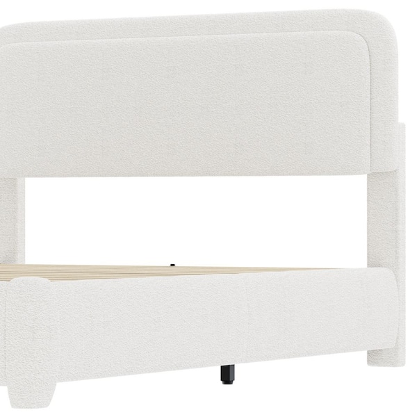 Harper & Bright Designs White Wood and Metal Frame Queen