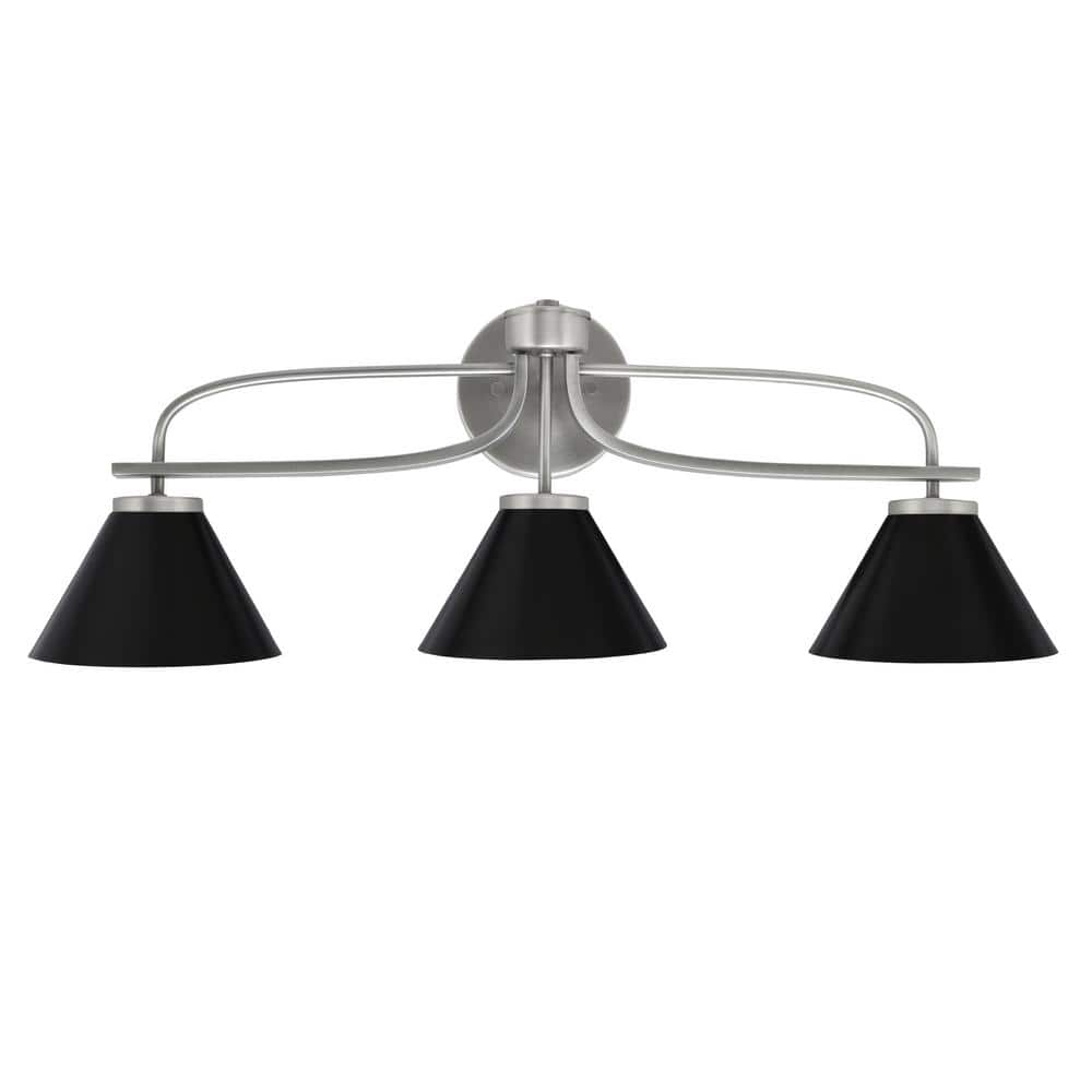 Olympia 28.25 in. 3-Light Graphite Vanity Light Matte Black Metal Shade