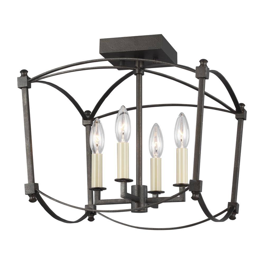 Thayer Smith Steel 4-Light Modern Semi-Flush Mount