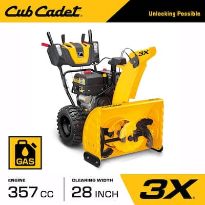 28 in. 357cc Three-Stage Electric Start Gas Snow Blower with Steel Chute, Power Steering a — Home Depot clearance