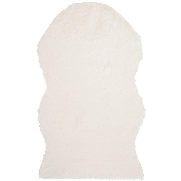 SAFAVIEH Faux Sheep Skin Ivory 3 ft. x 5 ft. Solid Gradient Area Rug