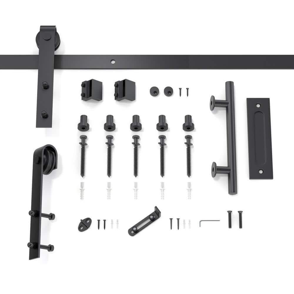 Gray Frosted Glass and MDF Sliding Barn Door with Hardware Kit