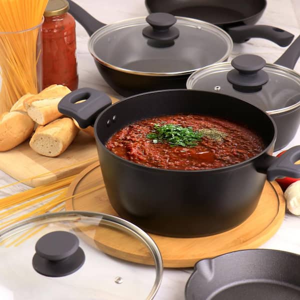   Basics Non-Stick Cookware 15-Piece Set, Pots, Pans and  Utensils, Black: Home & Kitchen