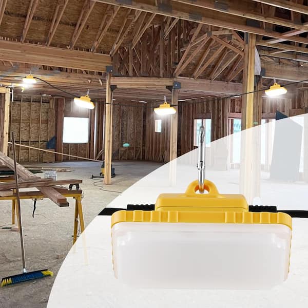 50 ft. Construction String Lights 75W 7500LM 5PCs String Work Light 5000-5500K with Hanging Hooks for Construction Site