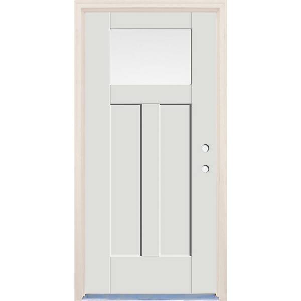 Builders Choice 36 in. x 80 in. Left Hand 1-Lite Alpine Painted Fiberglass Prehung Front Door with 4-9/16 in. Frame and Nickel Hinges