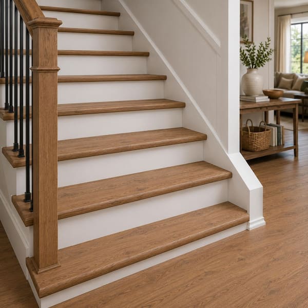 Birchwood Meadows Oak 5 mm T x 11.5 in. W x 47 in. L Luxury Vinyl Eased Edge Stair Tread and Riser (2-Pieces/Case)