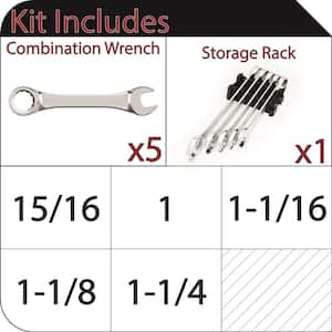 XL SAE Combination Wrench Set (5-Piece)