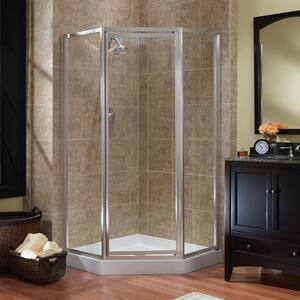 Tides 18-1/2 in. x 24 in. x 18-1/2 in. x 70 in. Framed Neo-Angle Shower Door in Silver and Clear Glass