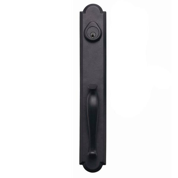 DELANEY HARDWARE Sandcast Collection Valero Aged Black Single Cylinder Deadbolt Entry Door Handleset with Tulum Knob Inside Trim