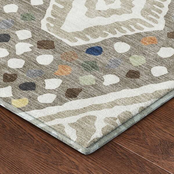 Mayfield Premium Machine Washable Abstract AMF2457 Ivory 10 ft. x 14 ft. Area Rug