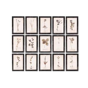 Wood Framed Home Art Print Wall Plaques with Dried Flower Images (Set of 16 Designs). 11 in. x 0.75" x 15.75"h.