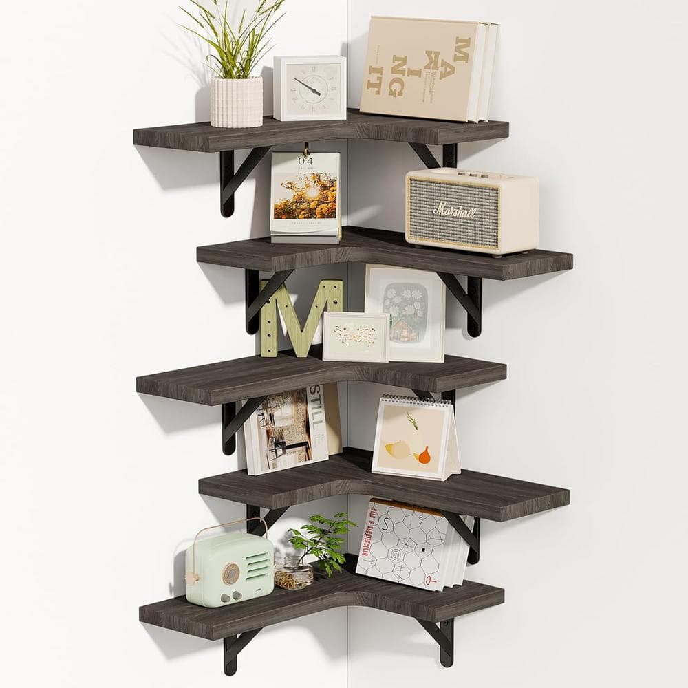 Teamson Kids 16.1 in. W x 5.5 in. D Decorative Wall Shelf, Gray Wall ...